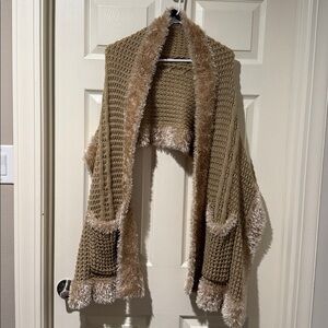 Noelle Tan Faux Fur Accessory Shawl